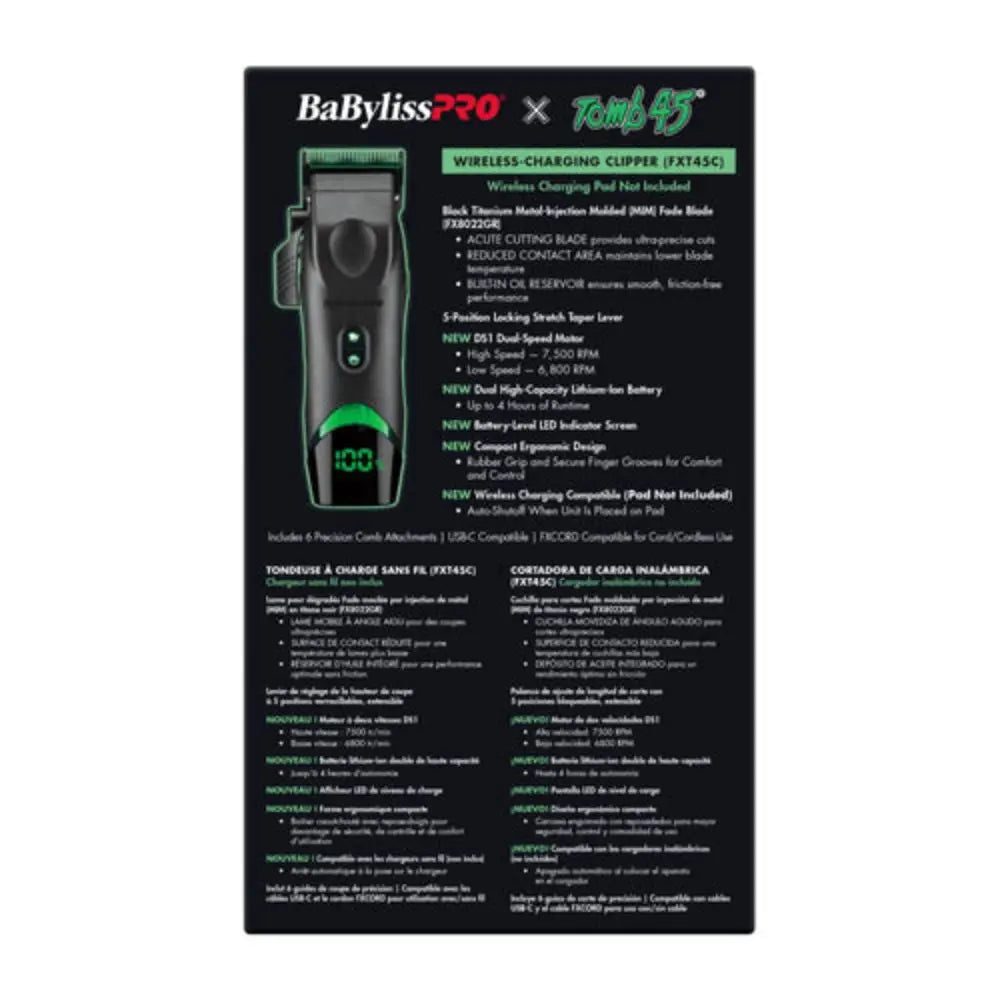 Babyliss Pro x Tomb45 Wireless Charging Clipper, Trimmer, Blow Dryer, and Charging Mats (Combo)