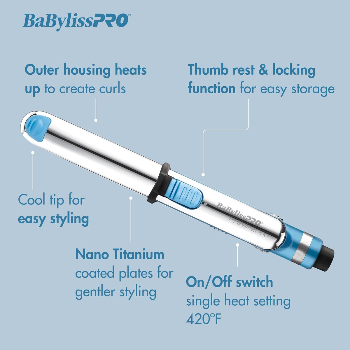 BaBylissPRO Nano Titanium Prima 2000 Mini Flat Iron 3/4" — image 8
