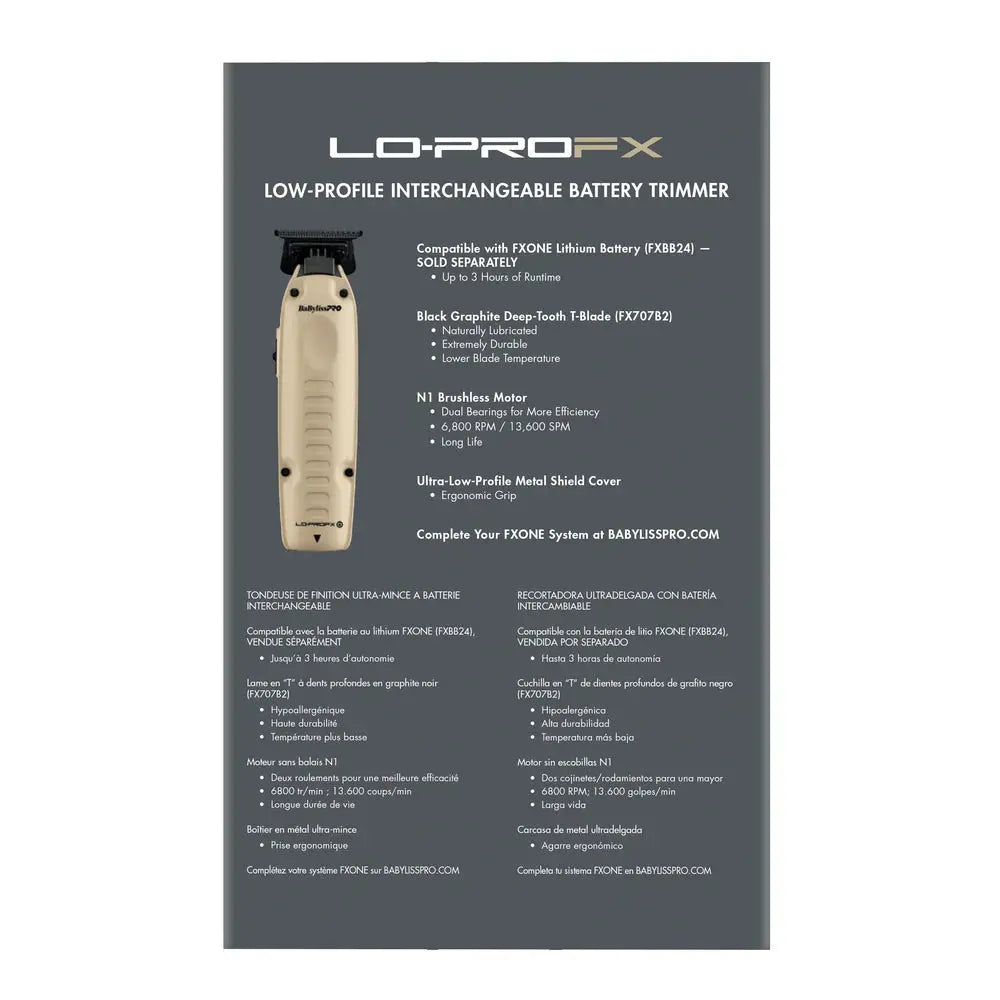 BaBylissPRO FXONE Lo-ProFX Limited Edition Sand Interchangeable Battery Trimmer (Tool Only) (FX729SDLT)