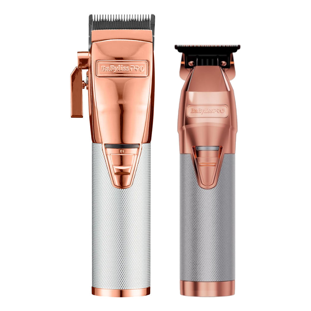 BaBylissPRO FX+ Upgraded All-Metal Lithium Clipper + Upgraded FX+ Outlining Cordless Trimmer + Double Foil Shaver (Combo) (Gold / Silver / Rose)