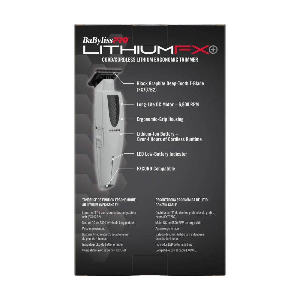 Babyliss Pro Limited Edition LithiumFX+ Lithium Ergonomic Cord/Cordless Trimmer (FX773NGY) — image 9