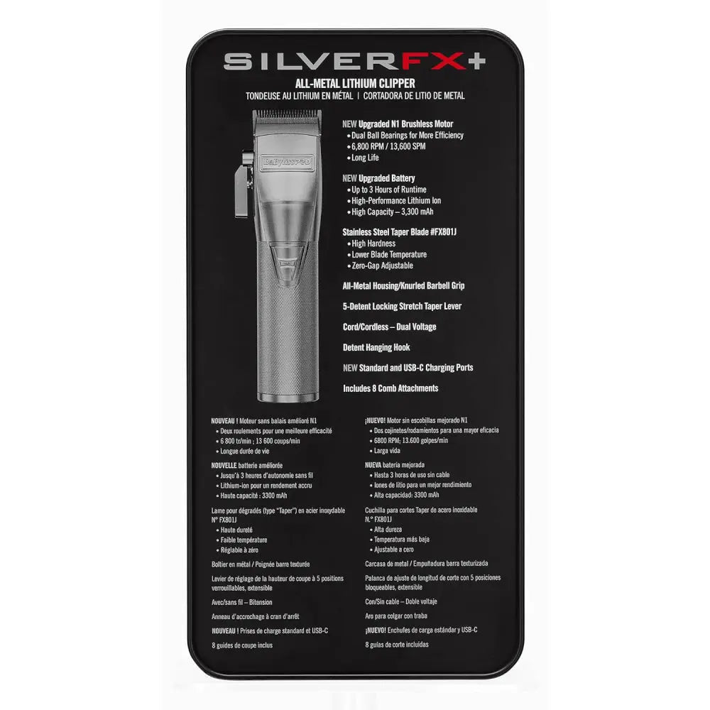 Babyliss Pro FX+ Upgraded All-Metal Lithium Clipper + Upgraded FX+ Outlining Cordless Trimmer (Combo) (Gold / Silver / Rose)